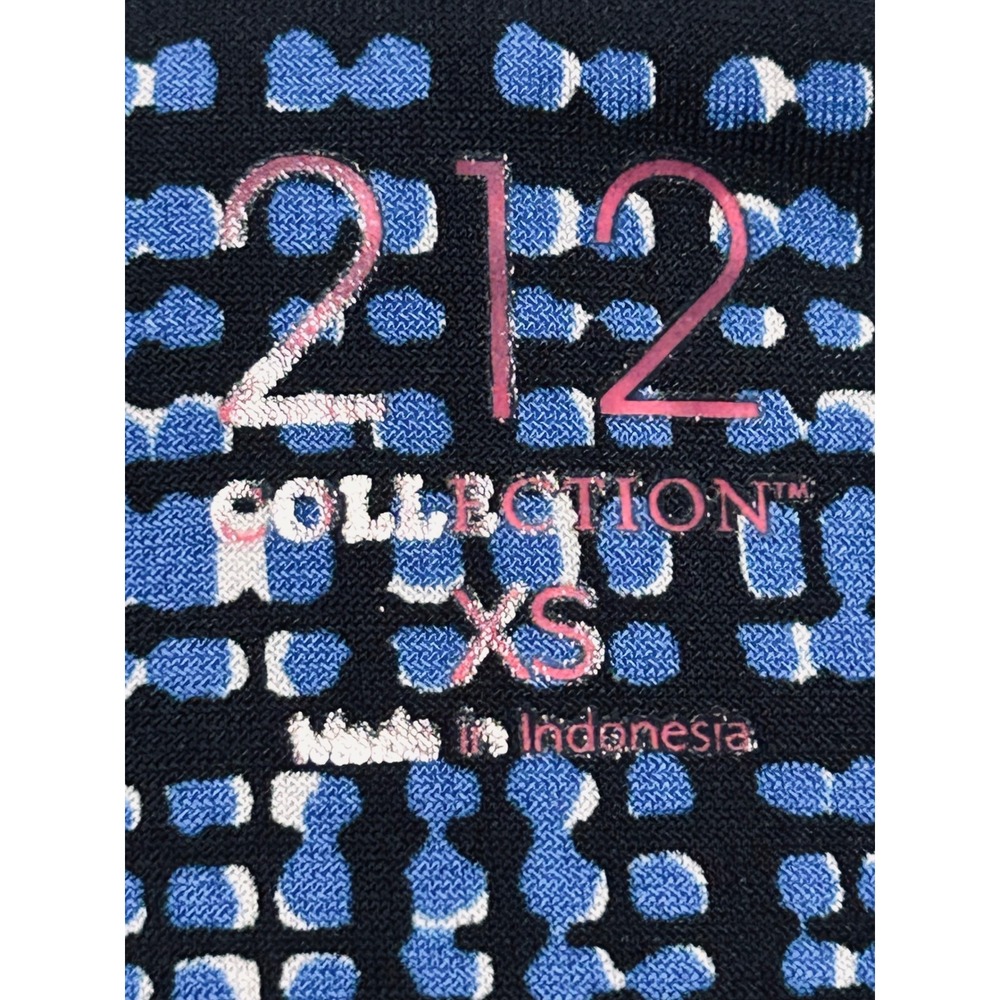 212 Collection Womens Blue Black Geometric Grid 3/4 Sleeve Button Blouse XS - Picture 8 of 10